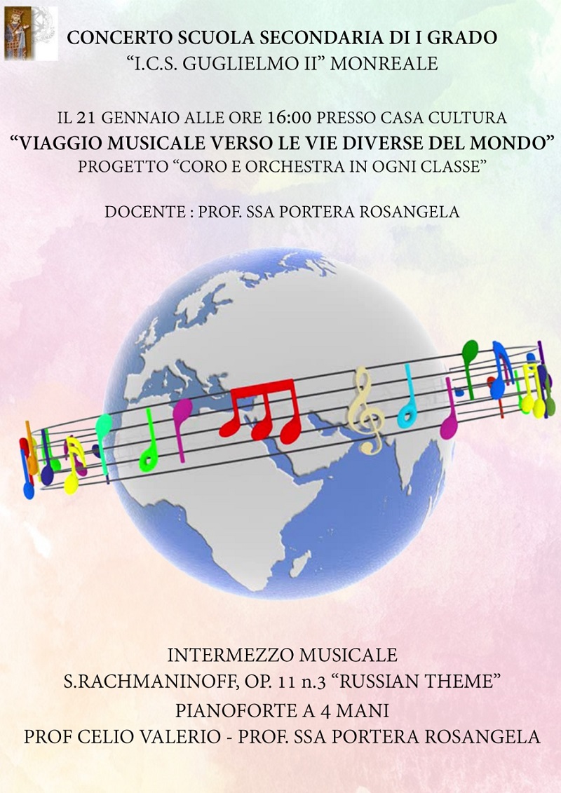 Locandina concerto Viaggio musicale lungo le vie diverse del mondo